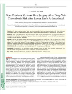 Does Previous Varicose Vein Surgery and Deep Vein Thrombosis Risk after Lower Limb Arthroplasty?